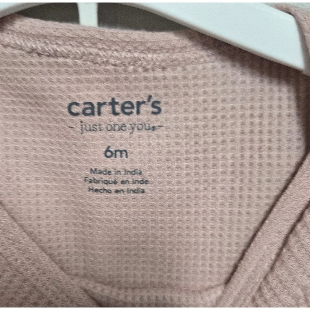 Carter's Just One You Baby Girls 6M Pink Waffle Knit Thermal 2-Piece Set